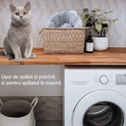 Pat Pentru Caini Sau Pisici NextWave®, pentru animale de companie, Rotund, Antiderapant, Confortabil Si Usor De Curatat, Universal, Diametru 40 Cm, Gri