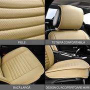 Husa scaun auto universala NextWave® pentru scaun fata, protectie scaun masina, taxi si ride sharing, antialunecare, impermeabila, material respirabil pentru toate sezoanele, piele PU premium, usor de curatat, culoare bej