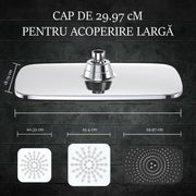 Set Cap De Dus Tip Ploaie NextWave®️, multiple moduri de curgere a apei, Para dus mobila, Duza de silicon, Presiune inalta, Anti-calcar, Cu suport culisant, furtun Flexibil, Otel inoxidabil, usor de instalat, Argintiu