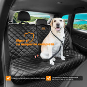 Husa scaune auto protectie si transport animale NextWave®️, universala, taxi, ride sharing, caini, pisici ofera protectie bancheta spate, antialunecare, impermeabila, Piele PU, 122 cm, neagra
