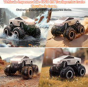 Masina cu telecomanda RC Cybertruck BeGenius®, 4WD Off-Road 1:16, Pentru Toate Tipurile de Teren, 360° Drift, Baterii tip acumulator reincarcabile, LED-uri, Rezistenta la Apa, Jucarie Potrivita pentru Copii si Adulti +4 ani, Gri