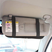 Organizator parasolar auto NextWave® din piele ecologica PU, 7 compartimente, buzunar cu fermoar, buzunar mesh, 5 sloturi pentru carduri, clip pentru ochelari si pix, prindere elastica universala, negru