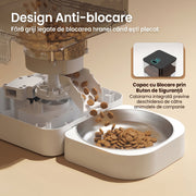 Hranitor Automat Digital Pisici si Caini NextWave®, Dispenser 4L, Rezervor Transparent, Mesaj Vocal Personalizat, 4 Mese/Zi, Control Portii, Hrana Uscata, Anti-Blocare, Protectie Antifurt, Bol Inox, Alimentare Dubla Retea/Baterii, Usor de Curatat, Alb