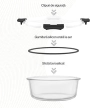 Set 12 Caserole Alimentare din sticla NextWave, Capace Etanse, Depozitare Frigider si Congelator, Potrivite pentru Microunde, Fara BPA, Inchidere cu 4 Clipsuri, Usor de Curatat, Transparent