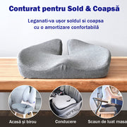 Perna ortopedica sezut NextWave®️, din spuma cu memorie, Coccis, pentru scaun de birou sau masina, husa detasabile, respirabila si antialunecare, protectie zona Lombara, Sciatica, Dureri de sold, Hemoroizi