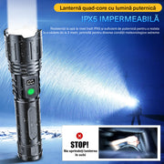 Lanterna BeGenius®, Focalizare Reglabila, 5 Moduri de Putere, LED P70, Baterie 5000 mAh, 2000lm, Iluminare Intensa pe Termen Lung, Rezistenta la Apa, Ideala pentru Camping, Drumetii, Supravietuire, Urgente si Exploarare, Neagra