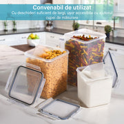 Set 10 recipiente ermetice pentru depozitare alimente NextWave® – plastic BPA Free, capace sigilabile, stivuibile, pentru organizare bucatarie si camara, ideale pentru cereale, orez, faina, zahar, paste si leguminoase