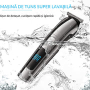 Masina de tuns si Aparat de ras BeGenius®, Multifunctionala 11 in 1, Lame Inox, Corp Metal, Profesional, Barba, Cap, Inghinal, Fara Fir, Acumulator Aparat 2000mAh, Trimmer Nas Inclus, Argintiu