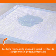 Set de 20 de covorase igienice absorbante NextWave®, pentru caini cu margini sigilate pentru prevenirea scurgerilor de lichid, strat inferior impermeabil, dimensiunea 90x60cm, albastru