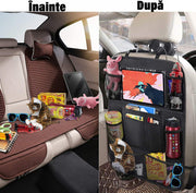 Set 2 organizatoare spatar scaun auto NextWave®️, protectie universala, buzunare multiple + buzunar mare pentru tableta, rezistente, ideale pentru parinti cu copil, culoare neagra