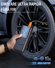 Compresor auto portabil NextWave, 150 PSI, baterie 7800 mAh, negru, 15x6x6cm