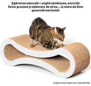 Ansamblu de joaca pentru pisici, NextWave®, loc de relaxare, model in forma ergonomica de infinit, reversibil si durabil, fabricat din carton ondulat reciclat