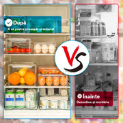 Set 10 organizatoare alimentare NextWave® pentru frigider – cutii cu capace suprapozabile, transparente, BPA Free, ideale pentru fructe, legume, branzeturi, carne, snacks si alimente uscate – solutie practica pentru organizare si pastrarea prospetimii