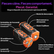 Dispozitiv antilatrat pentru caini, aparat cu ultrasunete si lanterna, 3 emitatoare sonice cu raza ultra-lung, descurajeaza latratul, potrivit pentru toate taliile, reincarcabil, alternativa la zgarda anti-latrat cu socuri, portocaliu
