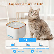Dispenser apa automata fantana pentru pisici si caini NextWave®, cu purificare si filtrare prin carbune activ, ultra-silentioasa, Capacitate 3L, USB, Auriu