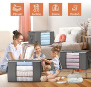 Set 6 huse depozitare cu fermoar NextWave®️, Organizator pentru haine, Cu fereastra transparenta, Rezistent la praf si umiditate, Usor de pliat si curatat, depozitare practica pentru haine, paturi, pantofi, jucarii de plus, 60*40*33cm, Gri