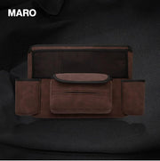 Organizator intre scaune auto NextWave®️, suport pretios cu 5 compartimente, material suede & piele ecologica, capacitate mare, dimensiuni 36×25×22 cm, Maro
