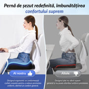 Perna ortopedica NextWave® pentru scaun – spuma cu memorie de inalta densitate, design ergonomic, husa detasabila respirabila, baza antiderapanta, pentru ameliorarea durerilor de sciatica, coccis, hemoroizi si spate, 46×41×5,6 cm, negru