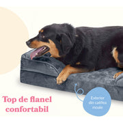 Pat Ortopedic Tip Canapea pentru Caini, Ultra Confortabile pentru Caini de Talie Foarte Mare, Pat Respirabil si Impermeabil pentru Animale, Spuma Tip Ou cu Suport Suplimentar pentru Cap si Gat, Husa Detasabila si Lavabila, Baza Antiderapanta, Marime S