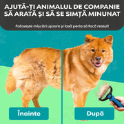 Perie profesionala NextWave® dubla pentru caini si pisici – reduce naparlirea cu pana la 95%, descurcare noduri si subtiere blana, pieptene 2 fete cu 9 si 17 dinti din inox, pentru blana medie si lunga, maner ergonomic antiderapant, ingrijire confortabila