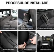 Organizator intre scaune auto NextWave®️, suport pretios cu 5 compartimente, material suede & piele ecologica, capacitate mare, dimensiuni 36×25×22 cm, Maro