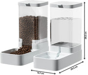 Dispenser de apa si mancare 2 in 1 pentru pisici si caini NextWave®, responsabil pentru distribuirea hranei si apei animalului tau de companie cu ajutorul gravitatiei fara electricitate, Detasabil si lavabil, 3.8L, Gri