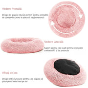 Pat Pentru Caini Sau Pisici NextWave®, pentru animale de companie, Rotund, Antiderapant, Confortabil Si Usor De Curatat, Universal, Diametru 60 Cm, Roz