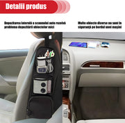 Set 2 huse laterale depozitare auto NextWave®️, organizatoare cu plasa si buzunare multiple pentru accesorii, montaj universal pe scaune, prindere elastica rezistenta, material durabil, dimensiuni 58,2×14×7,9 cm