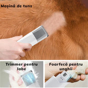 Masina De Tuns Animale, Caini, Pisici NextWave®, Aspirator 7 in 1 pentru toaletarea animalelor de companie si materiale textile, 6 marimi pentru tuns, Usor de Utilizat, Zgomot Redus, alb