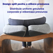 Perna ortopedica sezut NextWave®️, din spuma cu memorie, Coccis, pentru scaun de birou sau masina, husa detasabile, respirabila si antialunecare, protectie zona Lombara, Sciatica, Dureri de sold, Hemoroizi, Gri