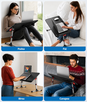 Masa Laptop Pliabila NextWave®, Ventilator Racire USB, Inclinare Ajustabila, Suport Reglabil pentru Pat si Canapea, Picioare Pliabile, Spatiu Mouse, Suport Antialunecare, pentru Laptop pana la 17 inch, Lucru, Citit, Scris