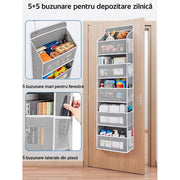 Organizator de usa NextWave®️, 5 compartimente, depozitare pe perete cu raft, material netesut, pliabil, spatiu de depozitare suplimentar, potrivit pentru dormitorul de acasa, camin, depozitare, baie, sufragerie, bucatarie, gri