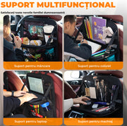 Husa spatar scaun auto NextWave®️, husa protectoare impermeabila pentru scaune, tava pliabila tip masa pentru tableta sau gustari, 9 buzunare multifunctionale pentru sticle, jucarii si accesorii, montaj universal, design durabil si usor de curatat