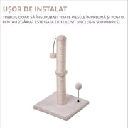 Ansamblu de joaca pentru pisici, NextWave, stalp pentru zgariat din sisal natural, bila suspendata, gri, 54cm