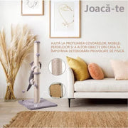 Ansamblu de joaca pentru pisici, NextWave, stalp zgariat sisal, 2 bile suspendate, gri, 85cm
