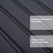 Set de 2 huse NextWave®️ pentru scaune auto, ofera protectie scaunelor din fata, universala, masina personala, taxi, ride sharing, antialunecare, material respirabil, pentru toate sezoanele, buzunare de depozitare, Piele PU, Negru