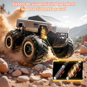 Masina cu telecomanda RC Cybertruck BeGenius®, 4WD Off-Road 1:16, Pentru Toate Tipurile de Teren, 360° Drift, Baterii tip acumulator reincarcabile, LED-uri, Rezistenta la Apa, Jucarie Potrivita pentru Copii si Adulti +4 ani, Gri