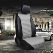 Husa scaun auto universala NextWave®️, ofera protectie scaun fata, universala, masina personala, taxi, ride sharing, antialunecare, material respirabil, pentru toate sezoanele, Piele PU gri