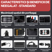 Organizator portbagaj auto pliabil NextWave®️ M, compartimentare personalizabila cu subdivizor detasabil, 2 buzunare mari fata si spate, 8 buzunare laterale, baza rigida, material Oxford rezistent, dimensiuni 53×34 cm