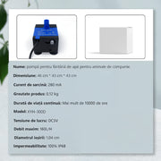 Pompa de apa pentru dispenser apa automat NextWave®, tip fantana pentru caini si pisici, compartibila cu fantana de plastic D1, silentioasa, cablu USB