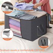Set 6 huse depozitare cu fermoar NextWave®️, Organizator pentru haine, Cu fereastra transparenta, Rezistent la praf si umiditate, Usor de pliat si curatat, depozitare practica pentru haine, paturi, pantofi, jucarii de plus, 60*40*33cm, Gri