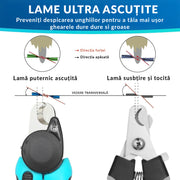 Foarfeca profesionala pentru taierea unghiilor la caini si pisici, Iluminare Led NextWave®, extra ascutit pentru unghii groase, previne taierea excesiva a unghiei, ABS/Inox, Alb