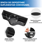 Set 2 Organizatoare Auto Spate NextWave®, 3-in-1 cu Suport Pahar, Depozitare Accesorii, Carlige Reglabile, Plastic Durabil, Negru