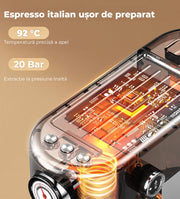 Espressor profesional NextWave® 20 bari, 1350W, rezervor 1.3L, din otel inoxidabil, spumator lapte integrat, functii automate pentru espresso, cappuccino, latte si alte bauturi pe baza de cafea