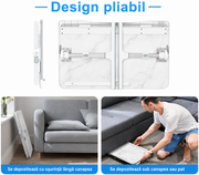 Masa Laptop Pliabila NextWave®, Suport Reglabil pentru Pat si Canapea, Inaltime si Inclinare Ajustabila, Picioare Pliabile, Opritor Antialunecare, pentru Laptop, Lucru, Citit, Scris, Blat Alb cu Model Marmura