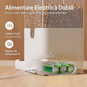 Hranitor Automat Digital Pisici si Caini NextWave®, Dispenser 4L, Rezervor Transparent, Mesaj Vocal Personalizat, 4 Mese/Zi, Control Portii, Hrana Uscata, Anti-Blocare, Protectie Antifurt, Bol Inox, Alimentare Dubla Retea/Baterii, Usor de Curatat, Alb