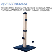 Ansamblu de joaca pentru pisici, NextWave, stalp pentru ascutit gheare, 2 bile suspendate, albastru, 85cm