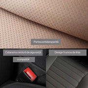 Set de 2 huse NextWave®️ pentru scaune auto, ofera protectie scaunelor din fata, universala, masina personala, taxi, ride sharing, antialunecare, material respirabil, pentru toate sezoanele, buzunare de depozitare, Piele PU, Negru
