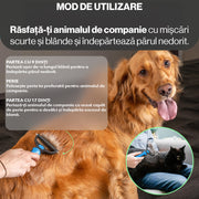 Perie profesionala NextWave® dubla pentru caini si pisici – reduce naparlirea cu pana la 95%, descurcare noduri si subtiere blana, pieptene 2 fete cu 9 si 17 dinti din inox, pentru blana medie si lunga, maner ergonomic antiderapant, ingrijire confortabila