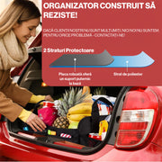Organizator portbagaj auto pliabil NextWave®️ M, compartimentare personalizabila cu subdivizor detasabil, 2 buzunare mari fata si spate, 8 buzunare laterale, baza rigida, material Oxford rezistent, dimensiuni 53×34 cm